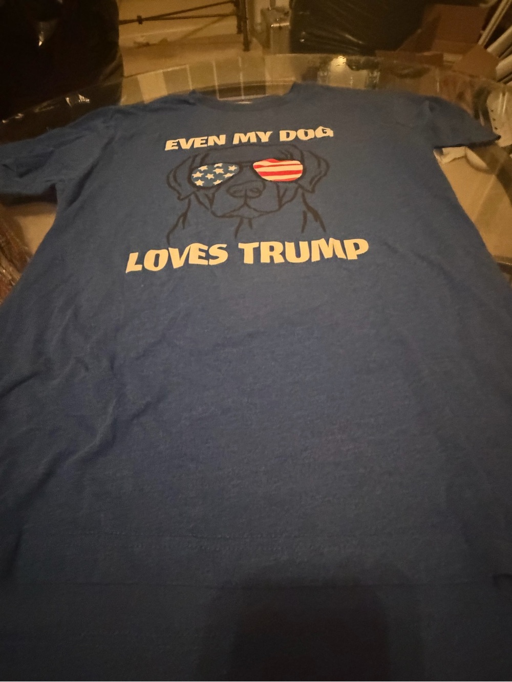 Blue 'Even My Dog Loves Trump' Graphic Dog T-Shirt
